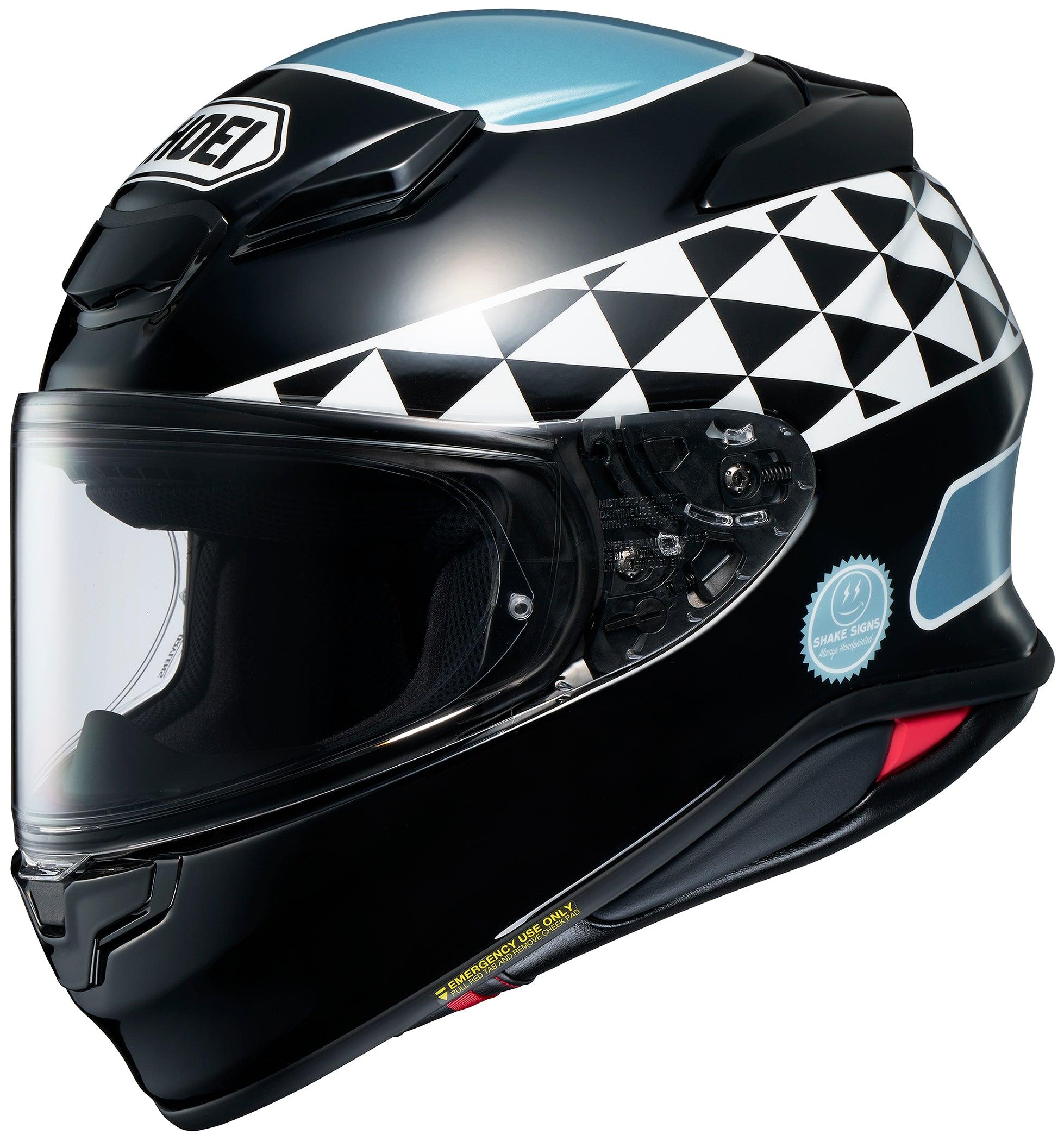 shoei black and blue helmet RF-1400 Shakin' Speed Large and the Shoei Comlink system Shoei RF-1200 Helmet Philosopher White/Black/Navy/Blue