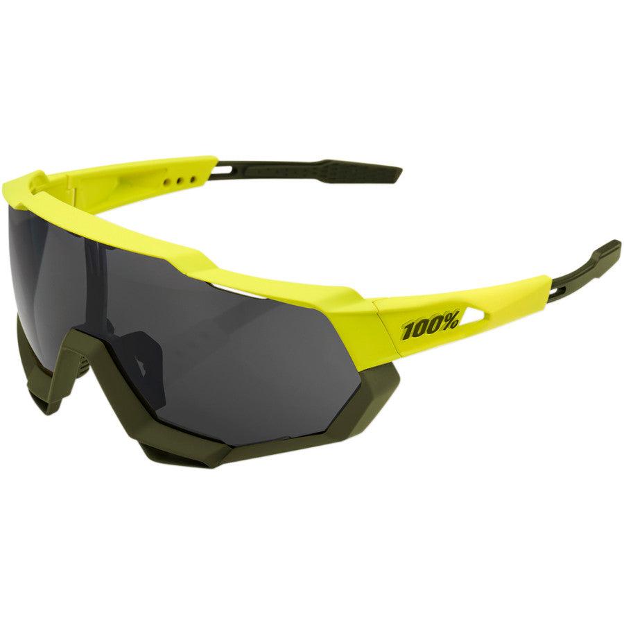 100% Speedtrap Performance Sunglasses - Yellow - Black Mirror Lens