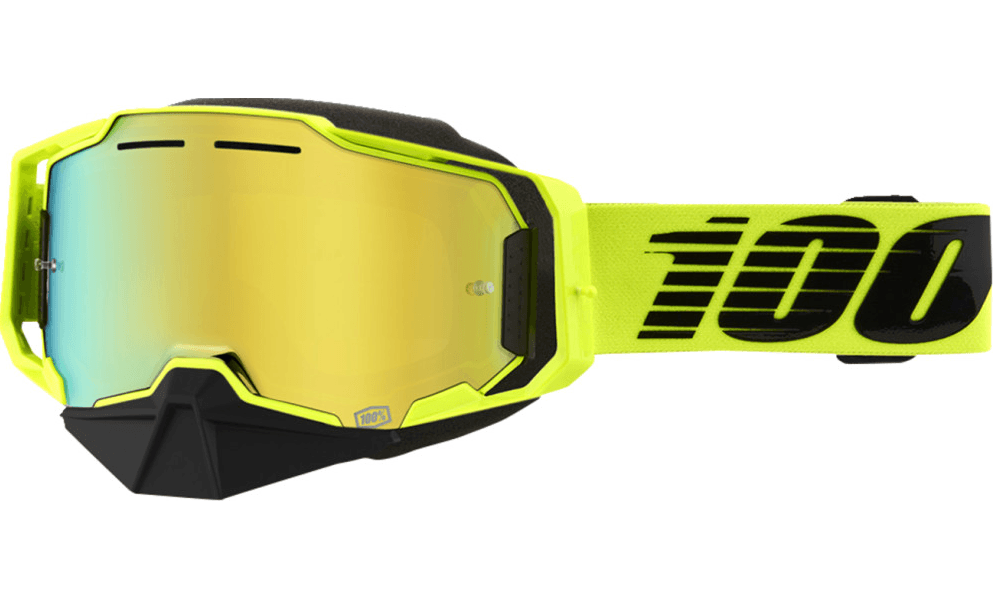 100% Armega Snow Goggles - Nuclear Citrus Frame - Gold Mirror Lens - Motor Psycho Sport