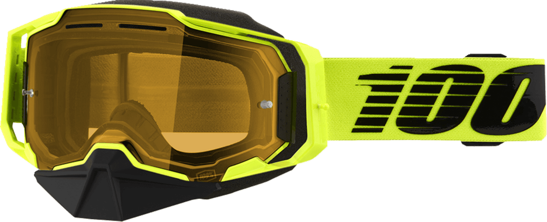 100% Armega Snow Goggles - Nuclear Citrus Frame - Yellow Lens - Motor Psycho Sport