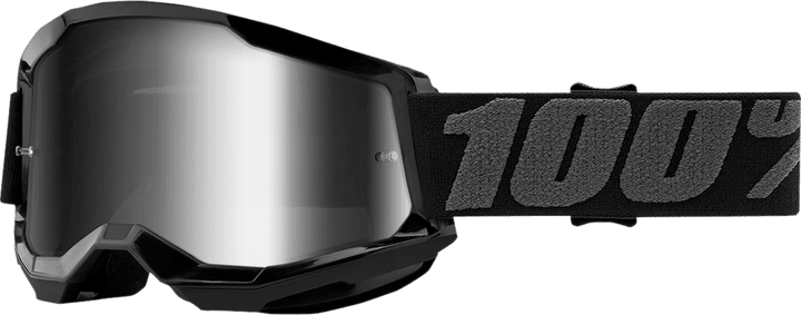 100% Strata 2 Goggles - Black Frame - Mirror Silver Lens - Motor Psycho Sport