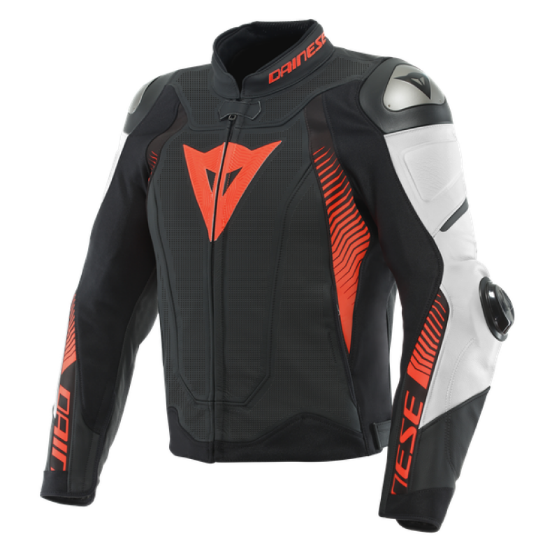 Dainese Super Speed 4 leather Jacket Perforated Matte Black/White/Fluorescent Red