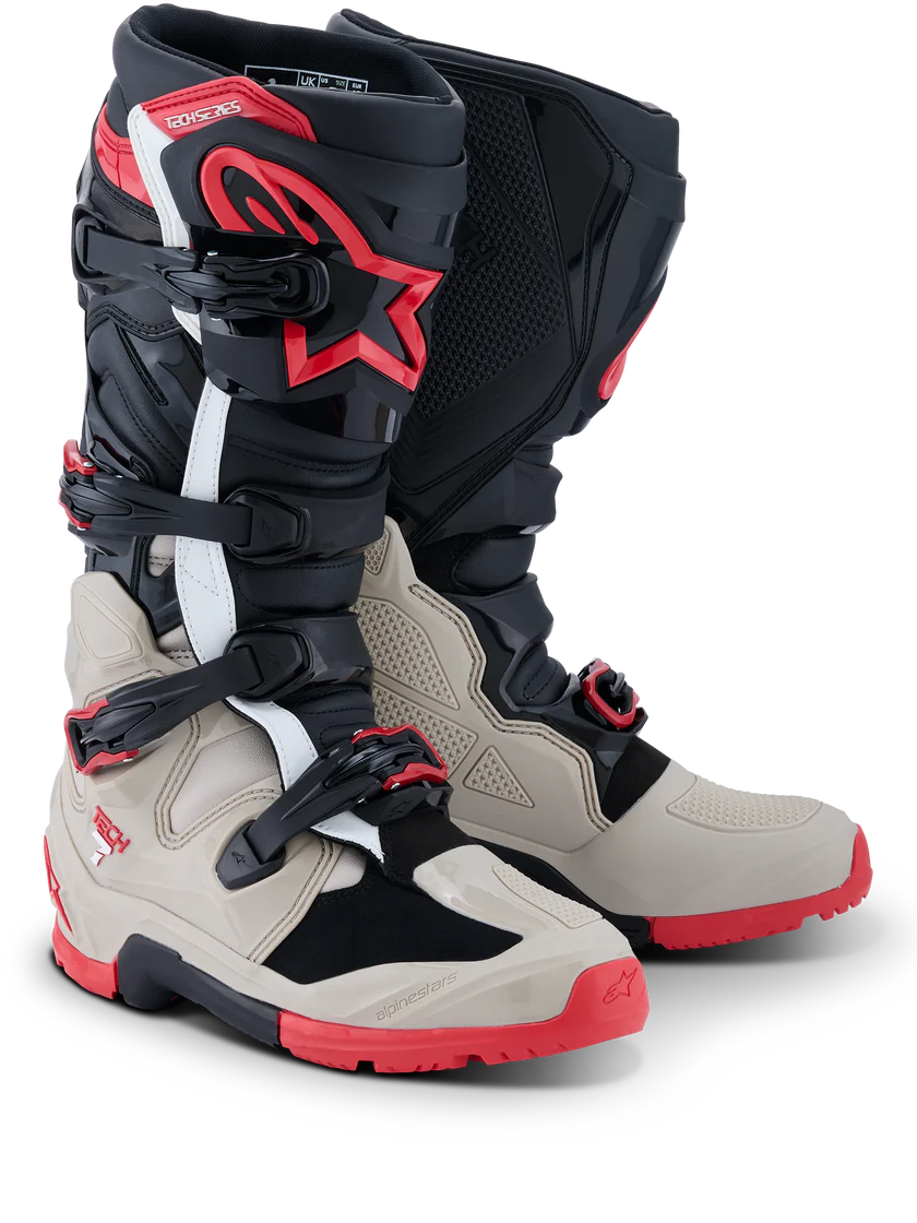 2026 Alpinestars Tech 7 Enduro Boots - Black/Light Gray/Bright Red