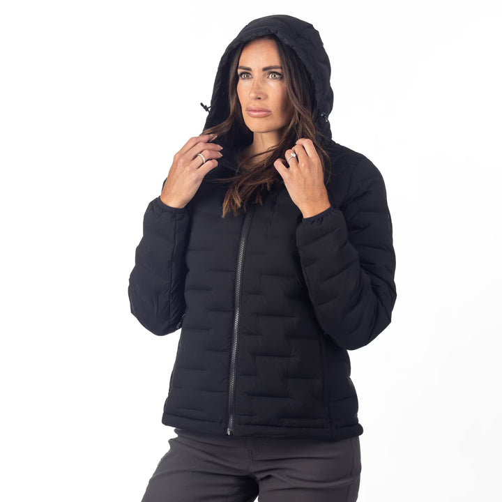 KLIM LUNA STRETCH DOWN HOODED JACKET - BLACK