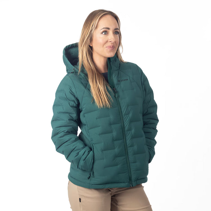 KLIM LUNA STRETCH DOWN HOODED JACKET - RAIN FOREST