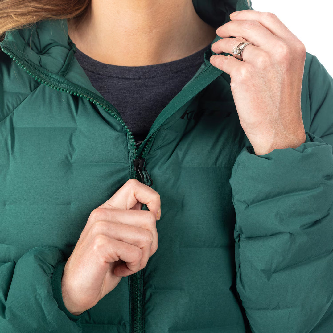 KLIM LUNA STRETCH DOWN HOODED JACKET - RAIN FOREST