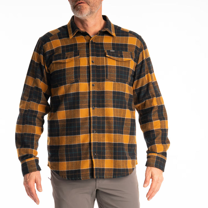 KLIM OWEN HEAVYWEIGHT FLANNEL SHIRT - GOLDEN BROWN - BLACK