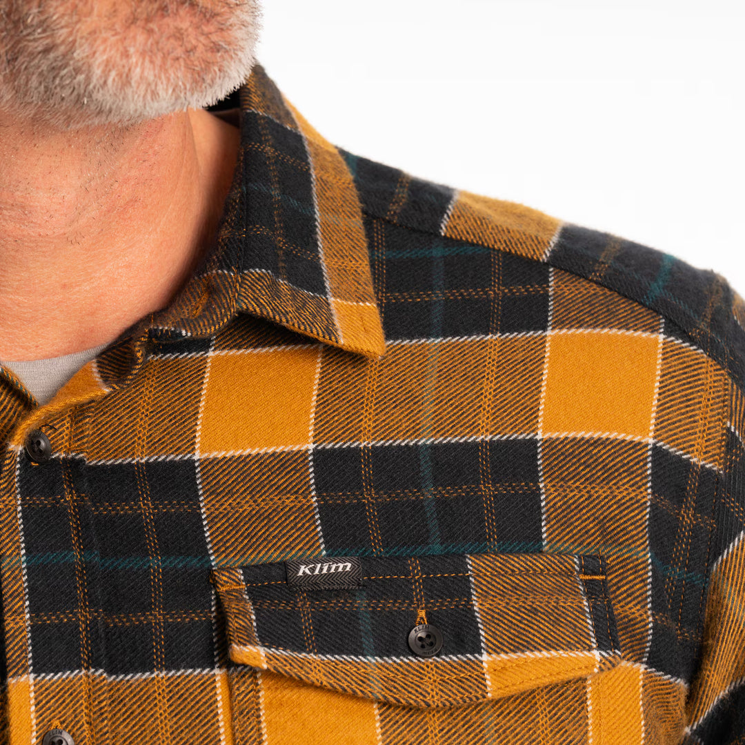 KLIM OWEN HEAVYWEIGHT FLANNEL SHIRT - GOLDEN BROWN - BLACK