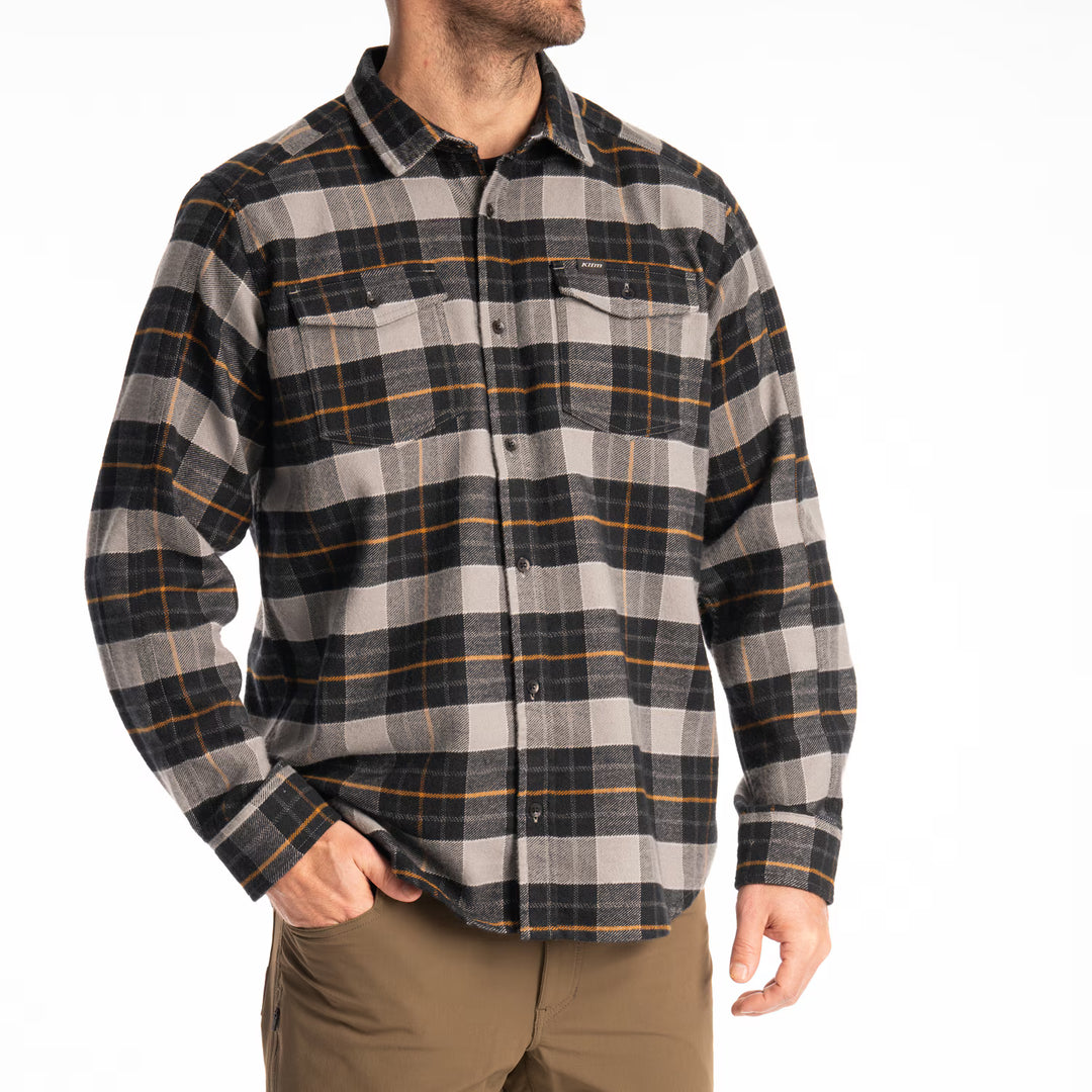 KLIM OWEN HEAVYWEIGHT FLANNEL SHIRT - MONUMENT - BLACK