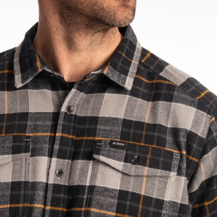 KLIM OWEN HEAVYWEIGHT FLANNEL SHIRT - MONUMENT - BLACK