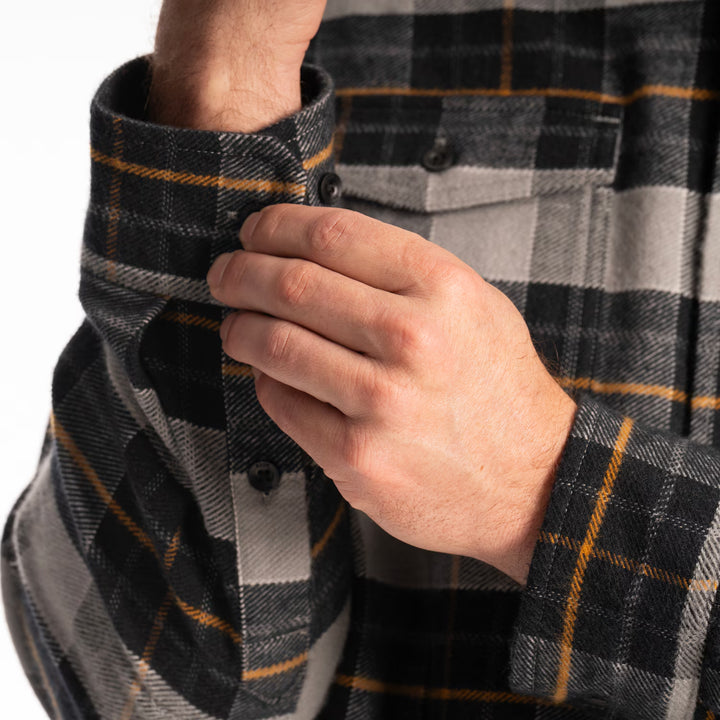 KLIM OWEN HEAVYWEIGHT FLANNEL SHIRT - MONUMENT - BLACK