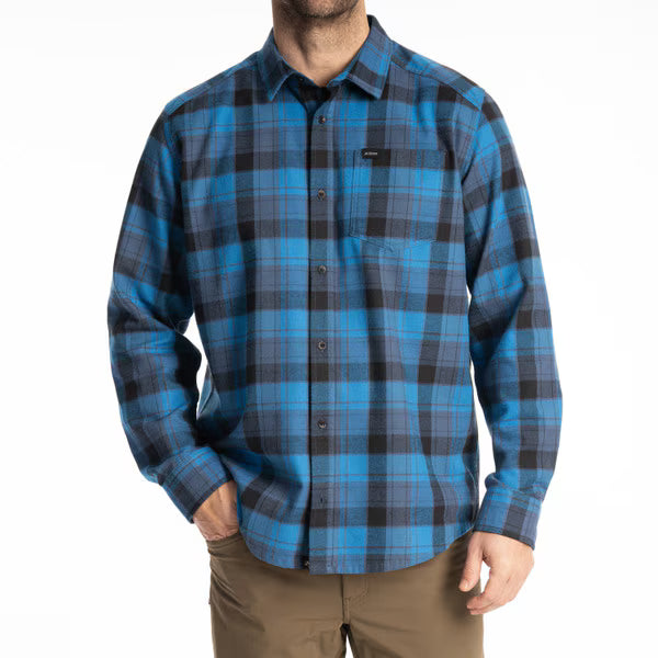 KLIM COTTONWOOD MIDWEIGHT FLANNEL SHIRT - BLUE FUSION - BLACK