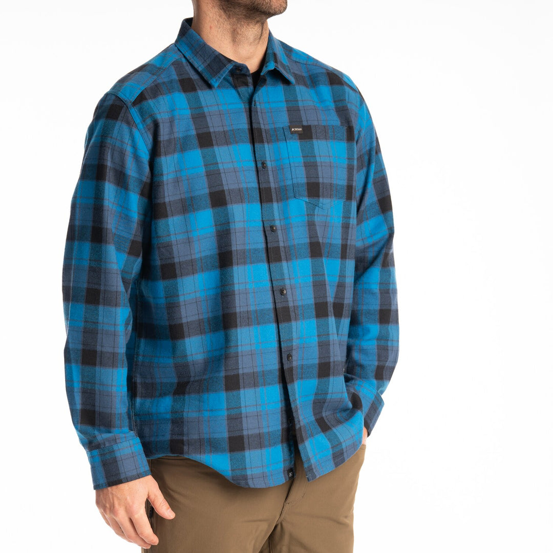 KLIM COTTONWOOD MIDWEIGHT FLANNEL SHIRT - BLUE FUSION - BLACK