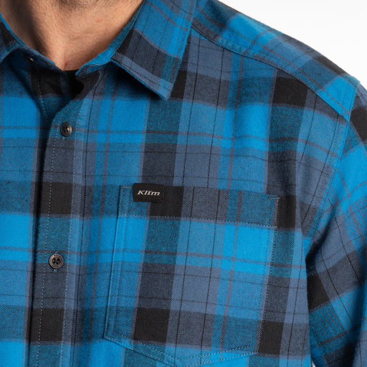 KLIM COTTONWOOD MIDWEIGHT FLANNEL SHIRT - BLUE FUSION - BLACK