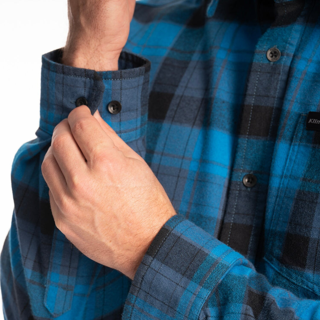 KLIM COTTONWOOD MIDWEIGHT FLANNEL SHIRT - BLUE FUSION - BLACK