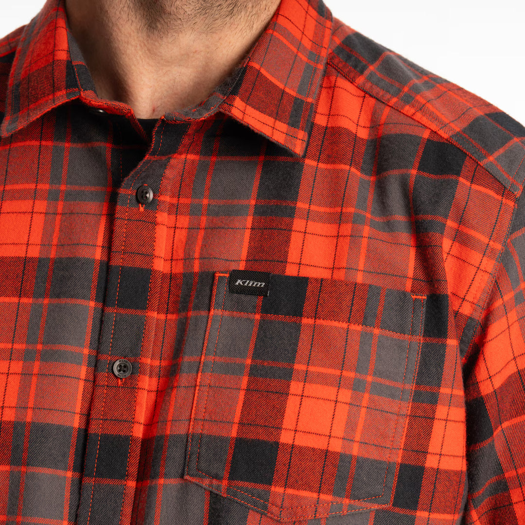 KLIM COTTONWOOD MIDWEIGHT FLANNEL SHIRT - FIERY RED - BLACK