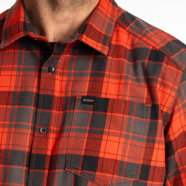 KLIM COTTONWOOD MIDWEIGHT FLANNEL SHIRT - FIERY RED - BLACK