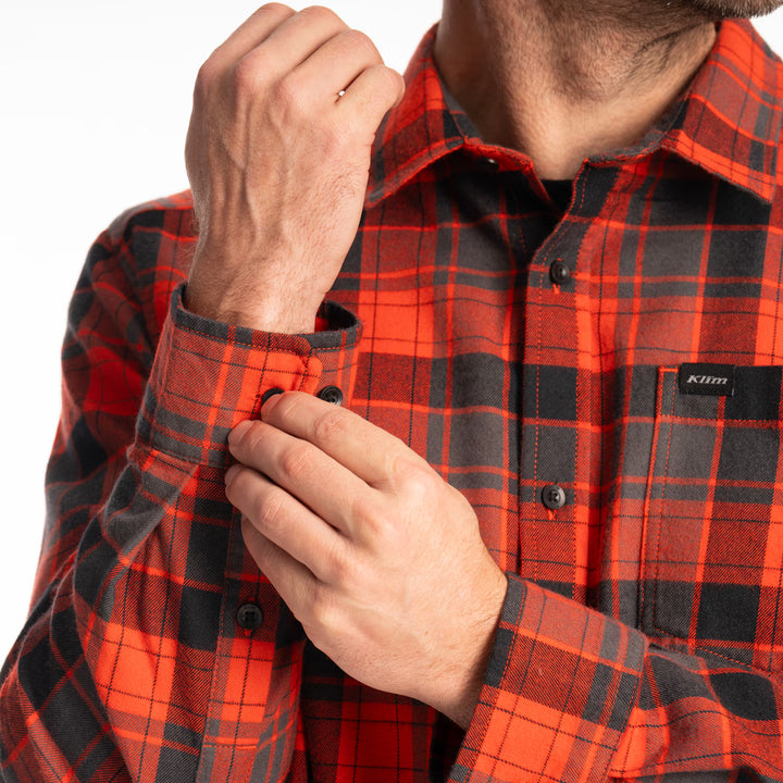 KLIM COTTONWOOD MIDWEIGHT FLANNEL SHIRT - FIERY RED - BLACK