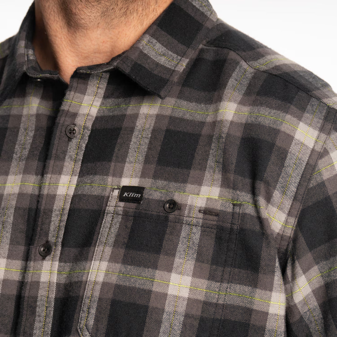KLIM ALDERSON MIDWEIGHT FLANNEL SHIRT - BLACK - ASPHALT
