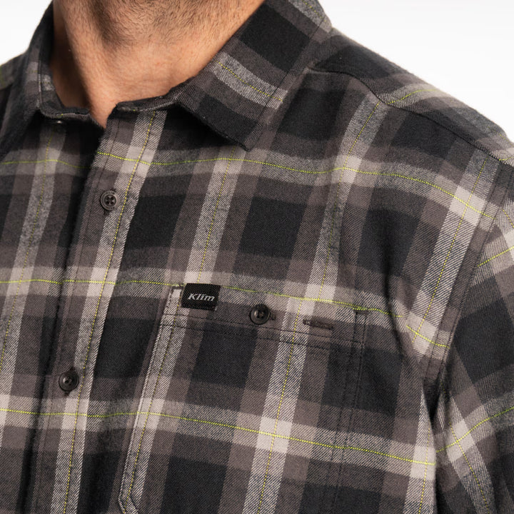 KLIM ALDERSON MIDWEIGHT FLANNEL SHIRT - BLACK - ASPHALT