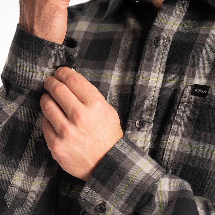 KLIM ALDERSON MIDWEIGHT FLANNEL SHIRT - BLACK - ASPHALT