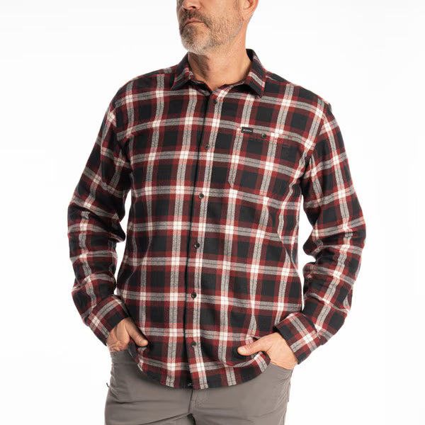 KLIM ALDERSON MIDWEIGHT FLANNEL SHIRT - CABERNET - BLACK