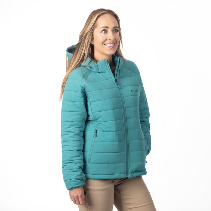 KLIM WAVERLY STRETCH INSULATED HOODED JACKET - GREEN-BLUE SLATE