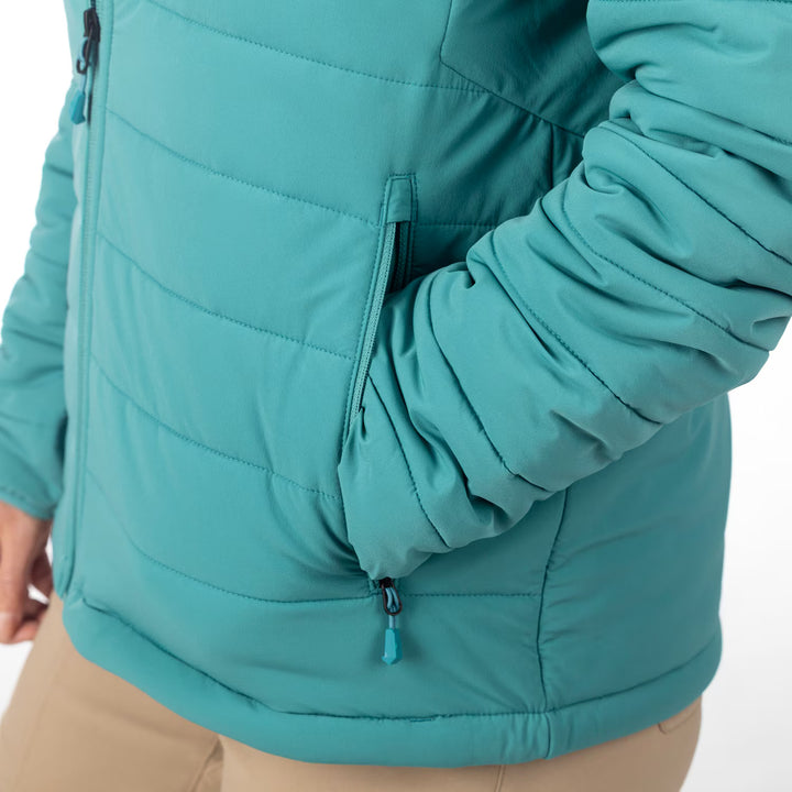 KLIM WAVERLY STRETCH INSULATED HOODED JACKET - GREEN-BLUE SLATE