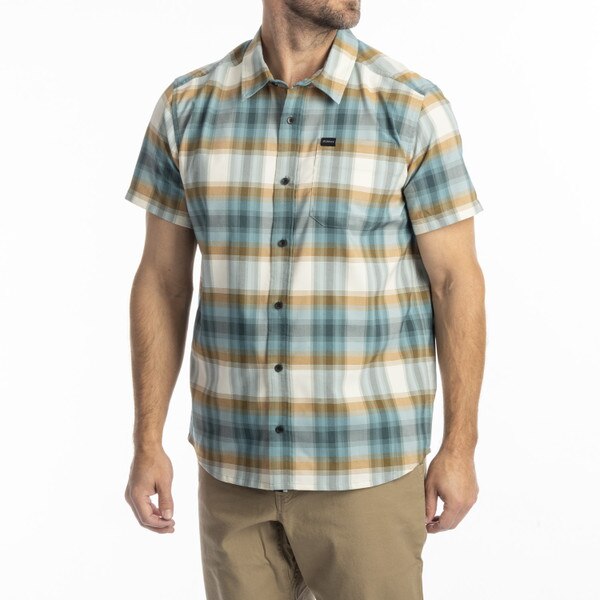 KLIM NERO STRETCH SHIRT - MINERAL BLUE - GOLDEN BROWN