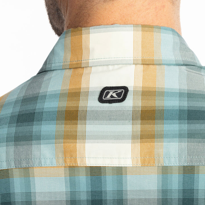 KLIM NERO STRETCH SHIRT - MINERAL BLUE - GOLDEN BROWN