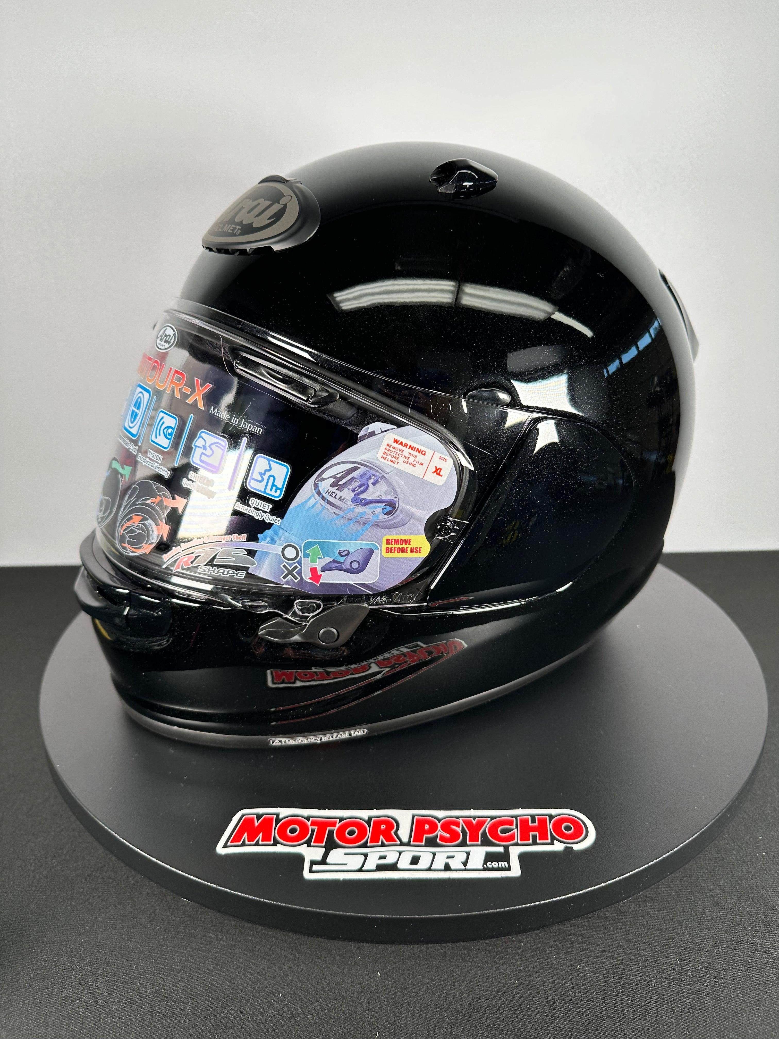 black motorcycle helmet x small with quick release Arai Contour-X Helmet - Diamond Black - Size XL