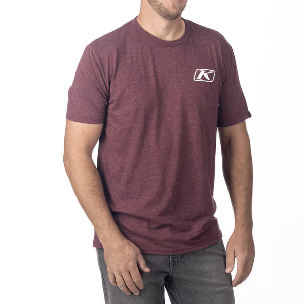 KLIM DESTINATION TRI-BLEND TEE - MAROON FROST - WHITE