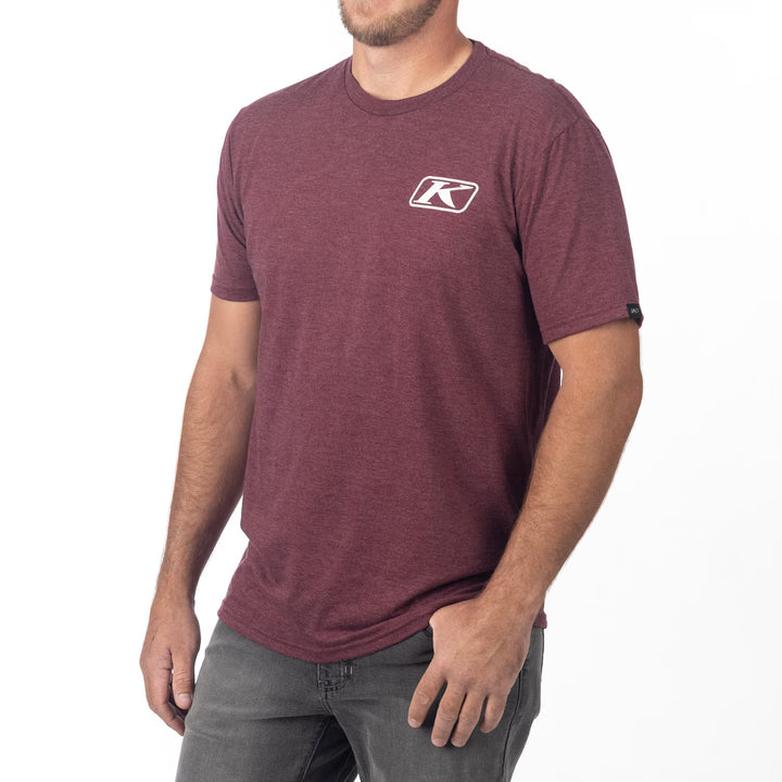 KLIM DESTINATION TRI-BLEND TEE - MAROON FROST - WHITE