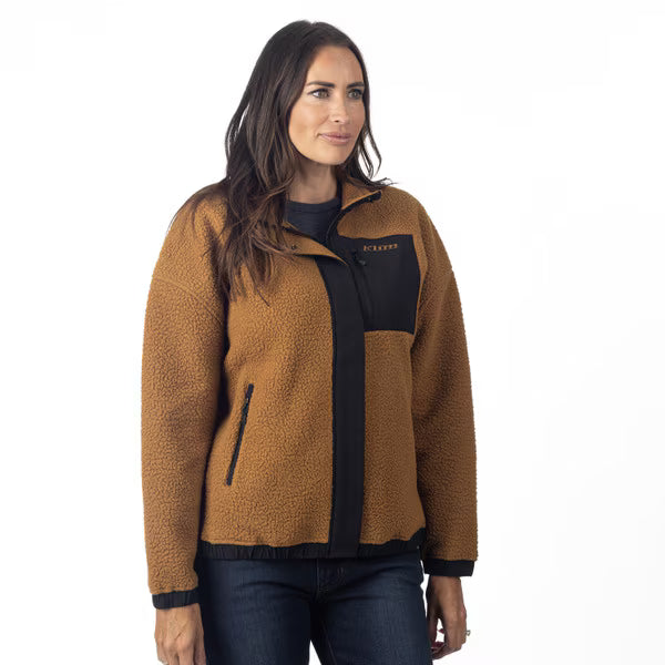 KLIM SIRA HIGH PILE FLEECE JACKET - SADDLE BROWN - BLACK