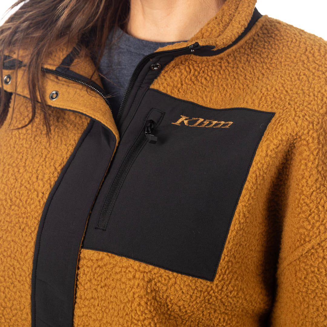 KLIM SIRA HIGH PILE FLEECE JACKET - SADDLE BROWN - BLACK