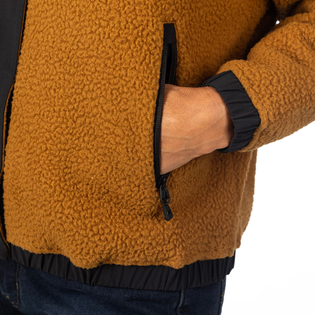 KLIM SIRA HIGH PILE FLEECE JACKET - SADDLE BROWN - BLACK
