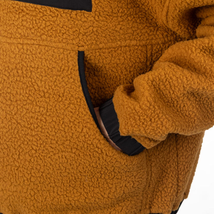 KLIM SIRA HIGH PILE FLEECE HOODIE - SADDLE BROWN - BLACK