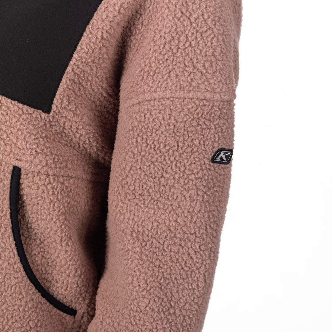 KLIM SIRA HIGH PILE FLEECE HOODIE - TWILIGHT MAUVE - BLACK