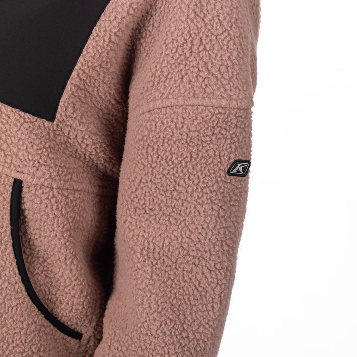 KLIM SIRA HIGH PILE FLEECE HOODIE - TWILIGHT MAUVE - BLACK