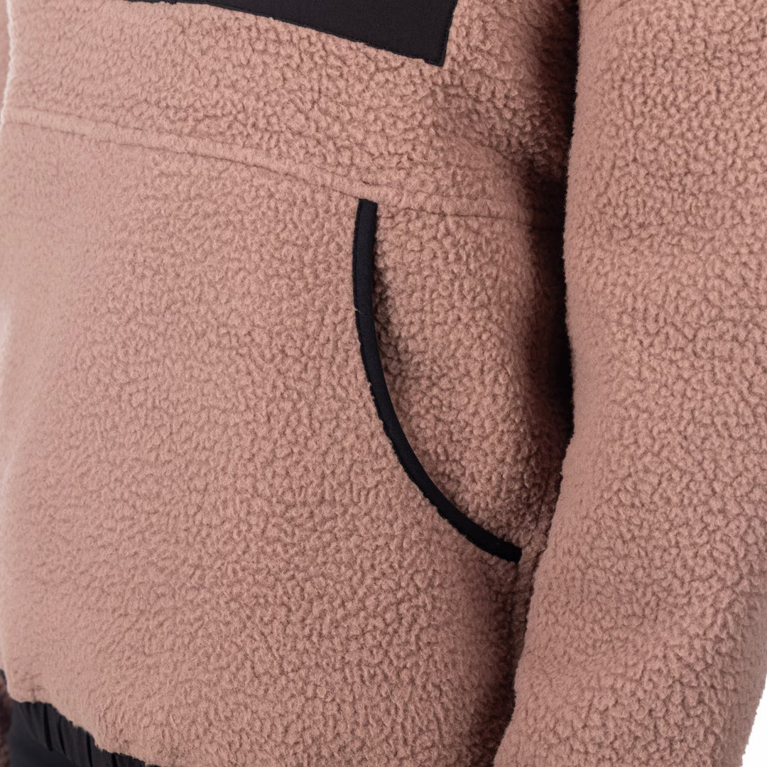 KLIM SIRA HIGH PILE FLEECE HOODIE - TWILIGHT MAUVE - BLACK