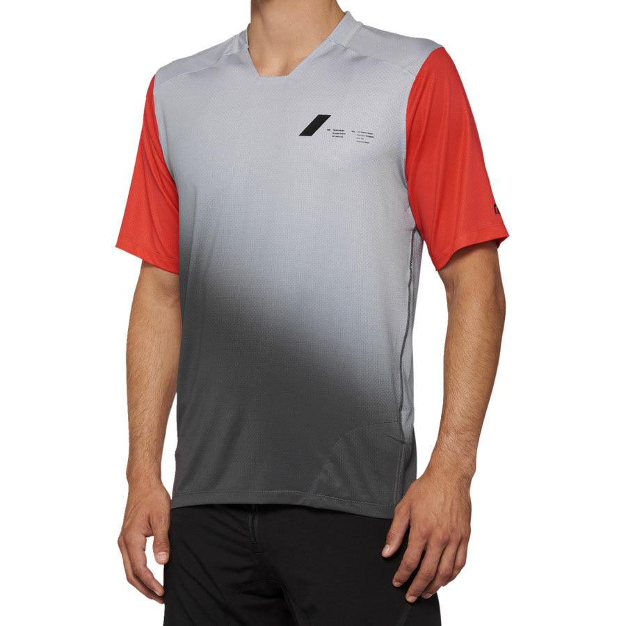 100% Celium Jersey - Short-Sleeve - Gray/Racer Red