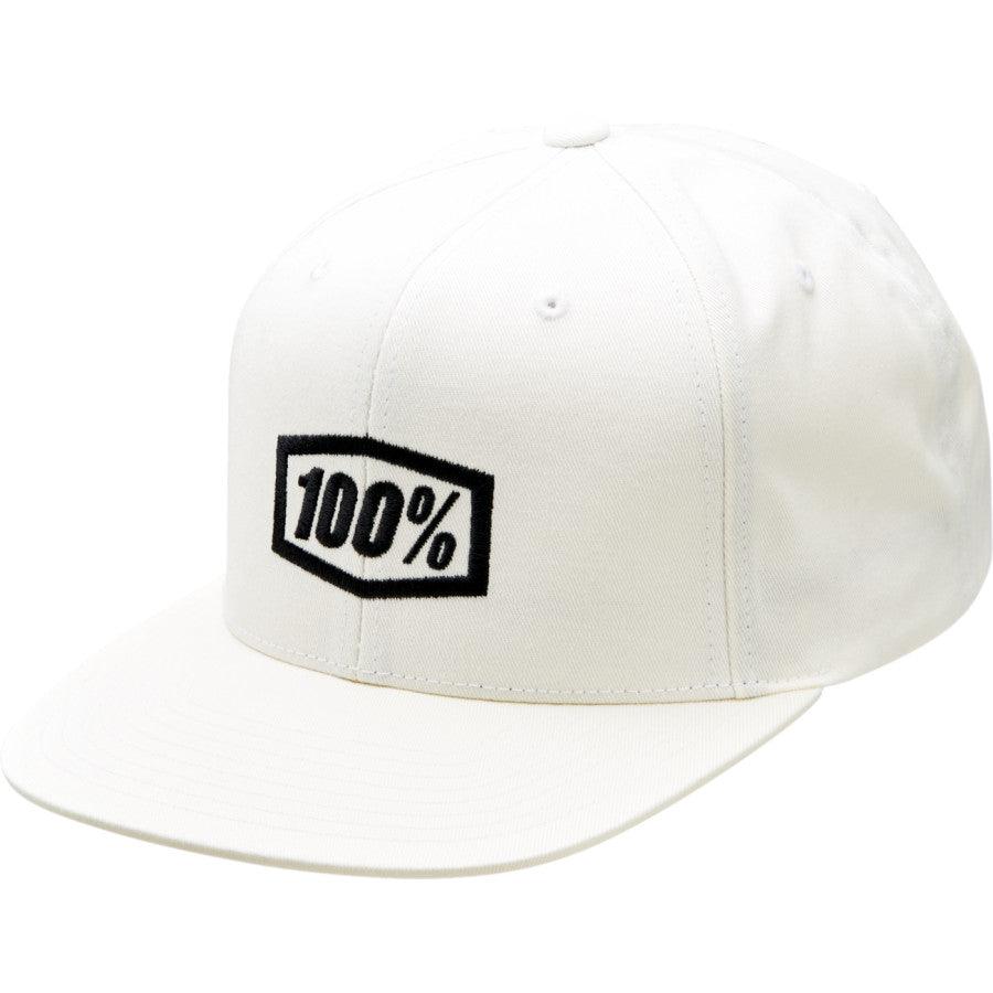 100% Icon Snapback Hat - White