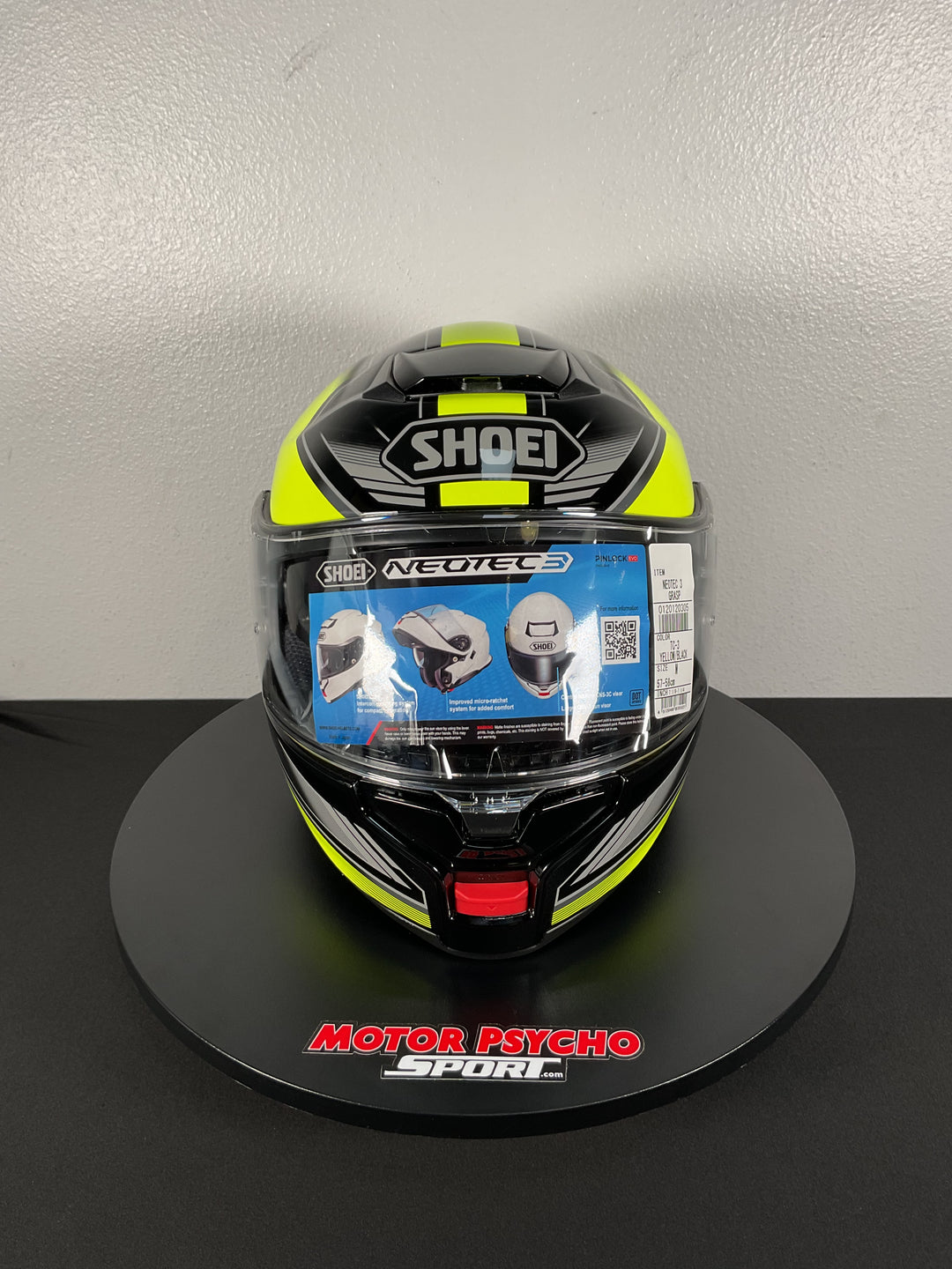 Shoei Neotec 3 Grasp Modular Helmet - TC-3 Black/Hi-Viz - Size Medium - USED / OPEN BOX