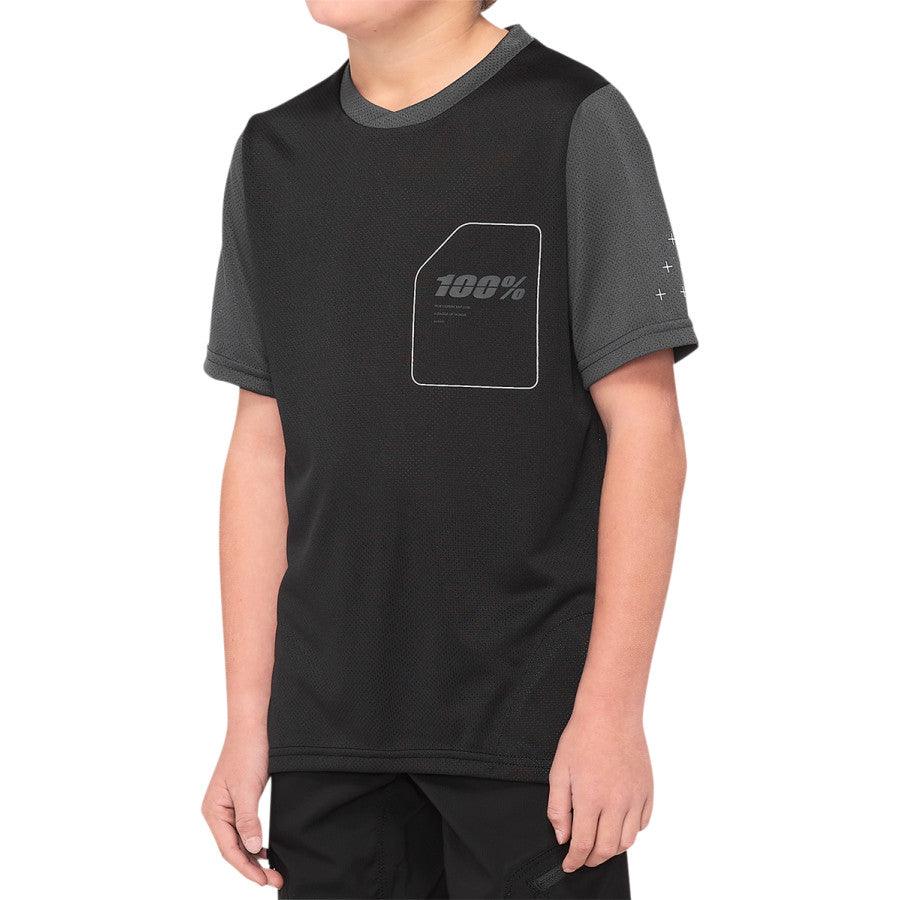 100% Youth Ridecamp Jersey - Short-Sleeve - Black/Charcoal
