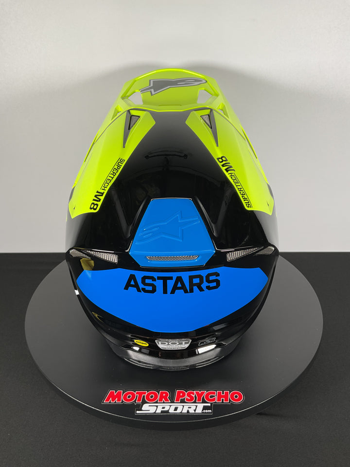 Alpinestars Supertech M8 Factory Black/Yellow Fluo/Blue Glossy Helmet - Size M - CLOSEOUT