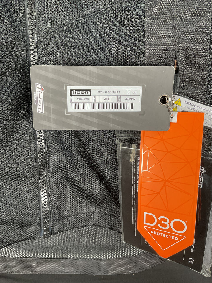 Icon Men's Mesh AF Jacket - White - Size XL - Used Like New