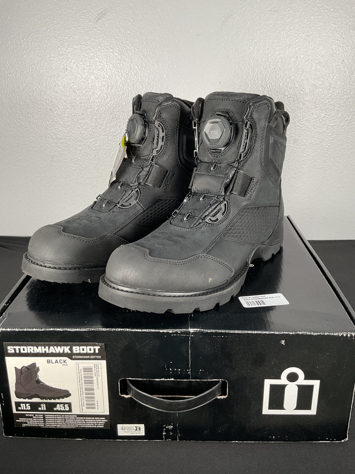 Icon Stormhawk Black Boots - Size 11.5 - Used Like New