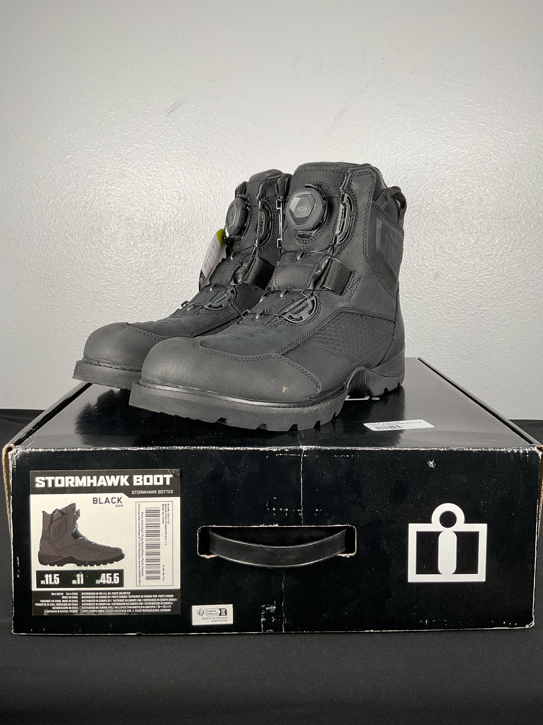 Icon Stormhawk Black Boots - Size 11.5 - Used Like New