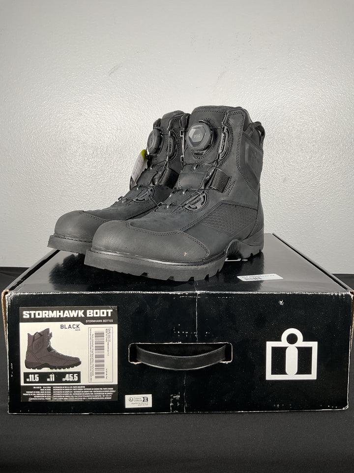 Icon Stormhawk Black Boots - Size 11.5 - Used Like New