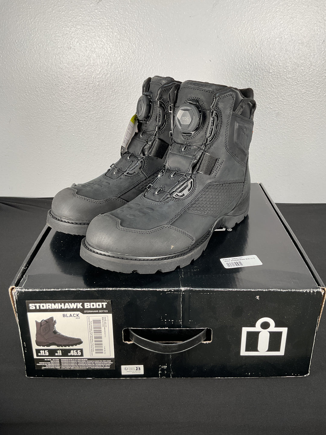 Icon Stormhawk Black Boots - Size 11.5 - Used Like New